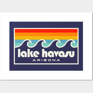 Lake Havasu Retro Vintage Style Distressed Sunset Waves Posters and Art